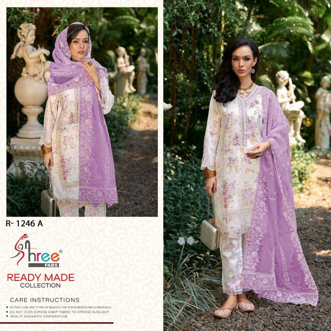 R 1246 By Shree Organza Embroidery Pakistani Readymade Suits Wholesale Clothing Distributors In India
